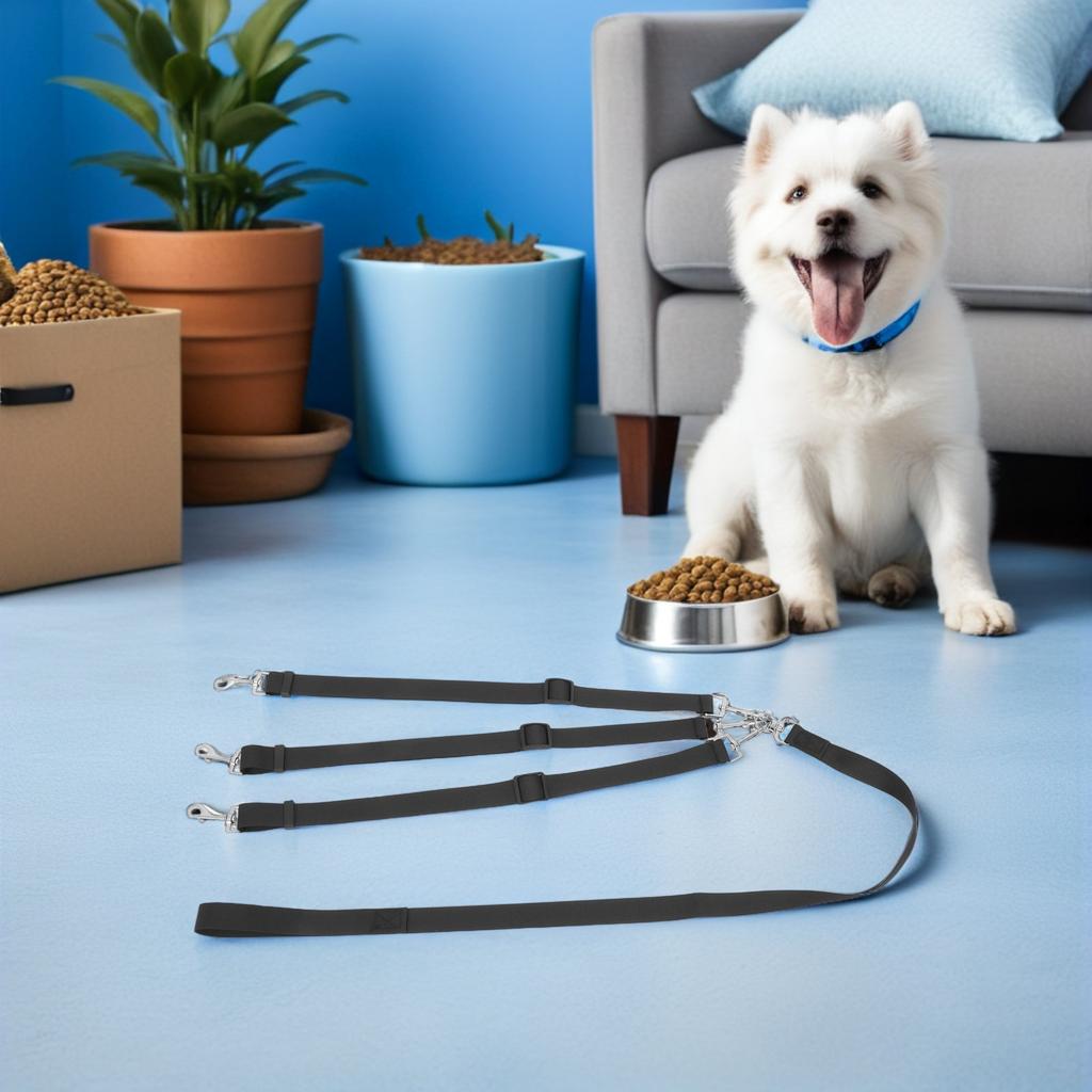 3-in-1 Adjustable Dog Leash for 3 Dogs Heavy Duty Nylon Multi Pet Leash Tangle-Free Walking Running Outdoor Compact Portable