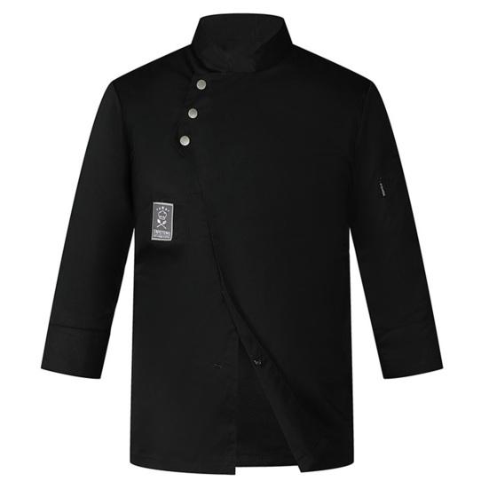 Men Women Solid Color Chef Uniform Stand Collar Single Breasted Pocket Restaurant Uniform Waterproof Anti Dirty Bakery Food Chef Tops