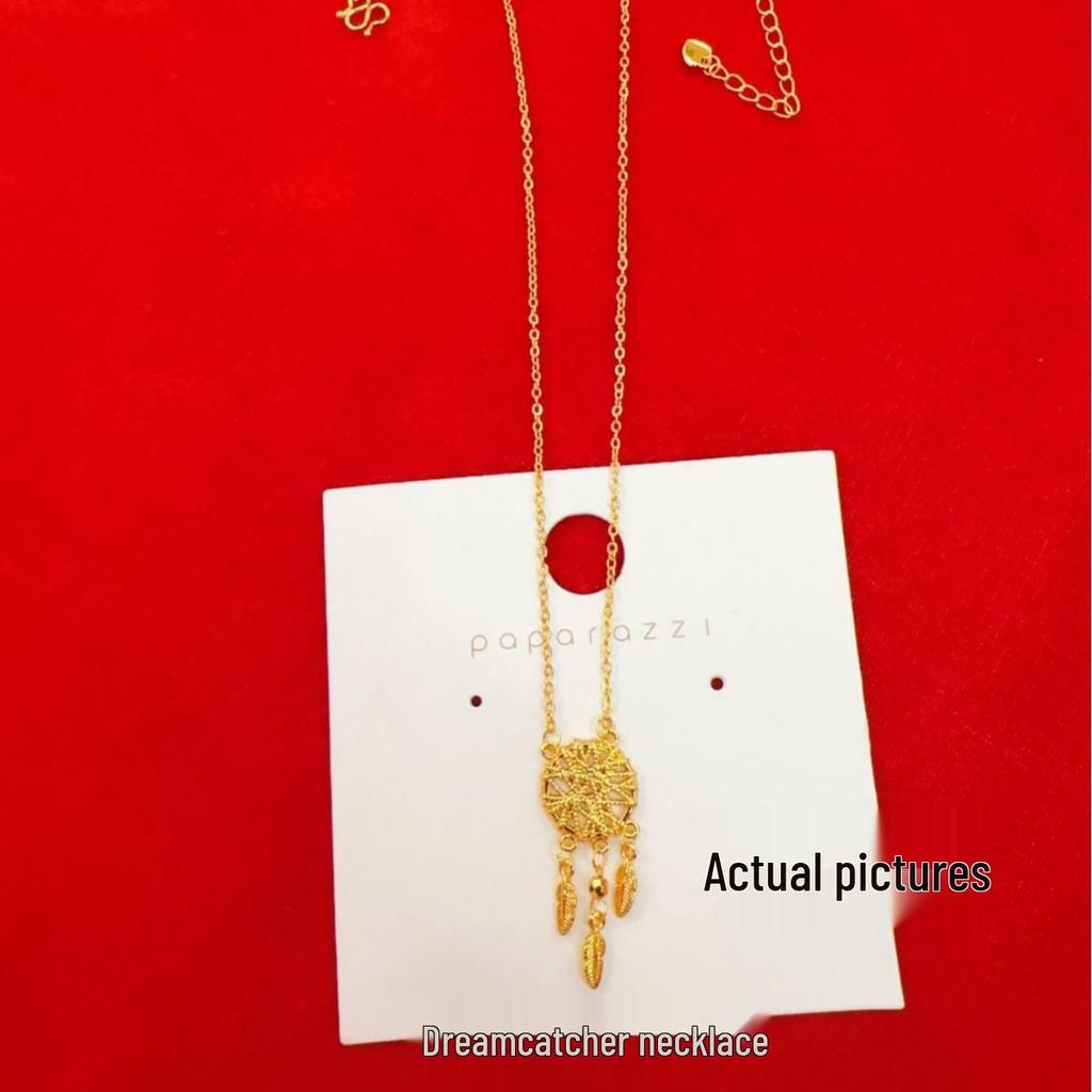 Gold Dream Catcher Tassel Necklace - Elegant Gift for Women On Qixi Valentine's Day