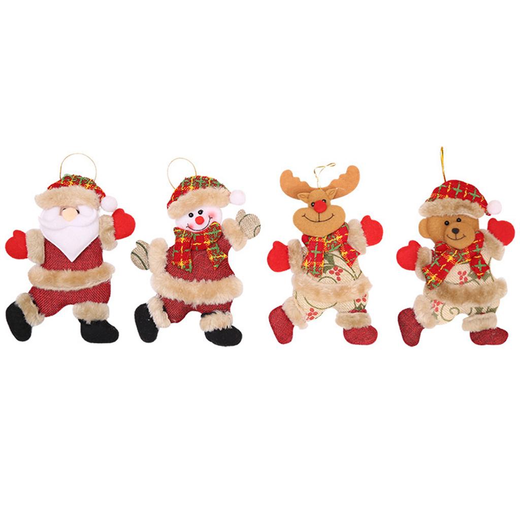 Christmas Plush Bear Doll DIY Ornaments Snowman Old Man Elk Santa Hat Star xmas Tree Hanging Toys  Christmas Tree Decoration