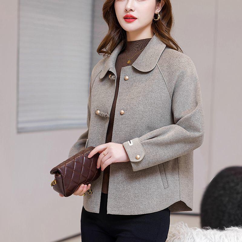 Autumn and Winter Short Double-Sided Plush Woolen Coat Loose Fit Jacket for Petite Women