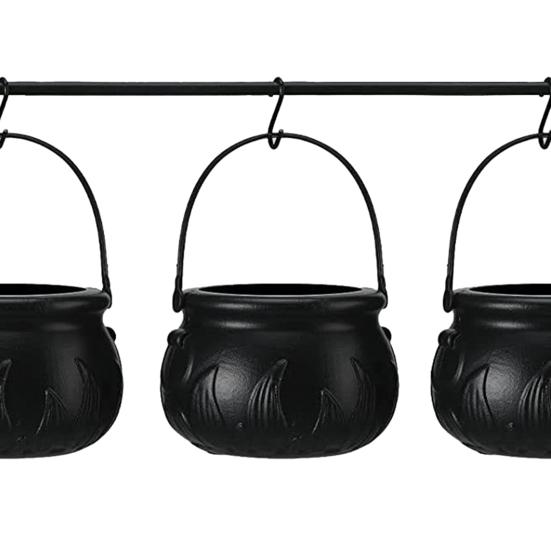 3/9Pcs Halloween Candy Bowls Witch Cauldron Treat Bowls with Iron Rack Candy Bucket Decoration Halloween Party Supplies