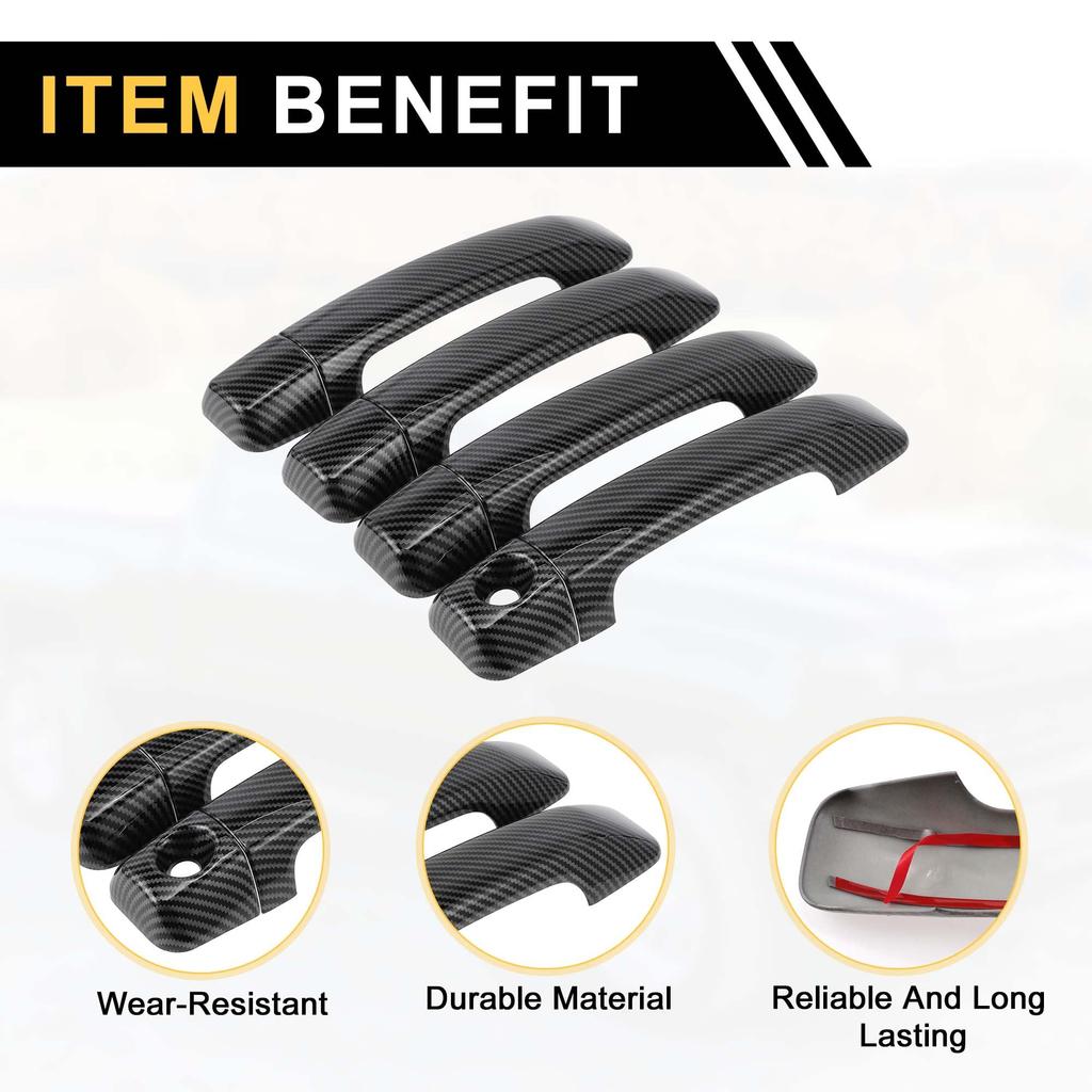REPAIROCK Exterior Door Handle Covers for Toyota Tundra Car Door Handle Protectors with ABS Carbon Fiber Black 4-Piece 2007-2020, Pattern,