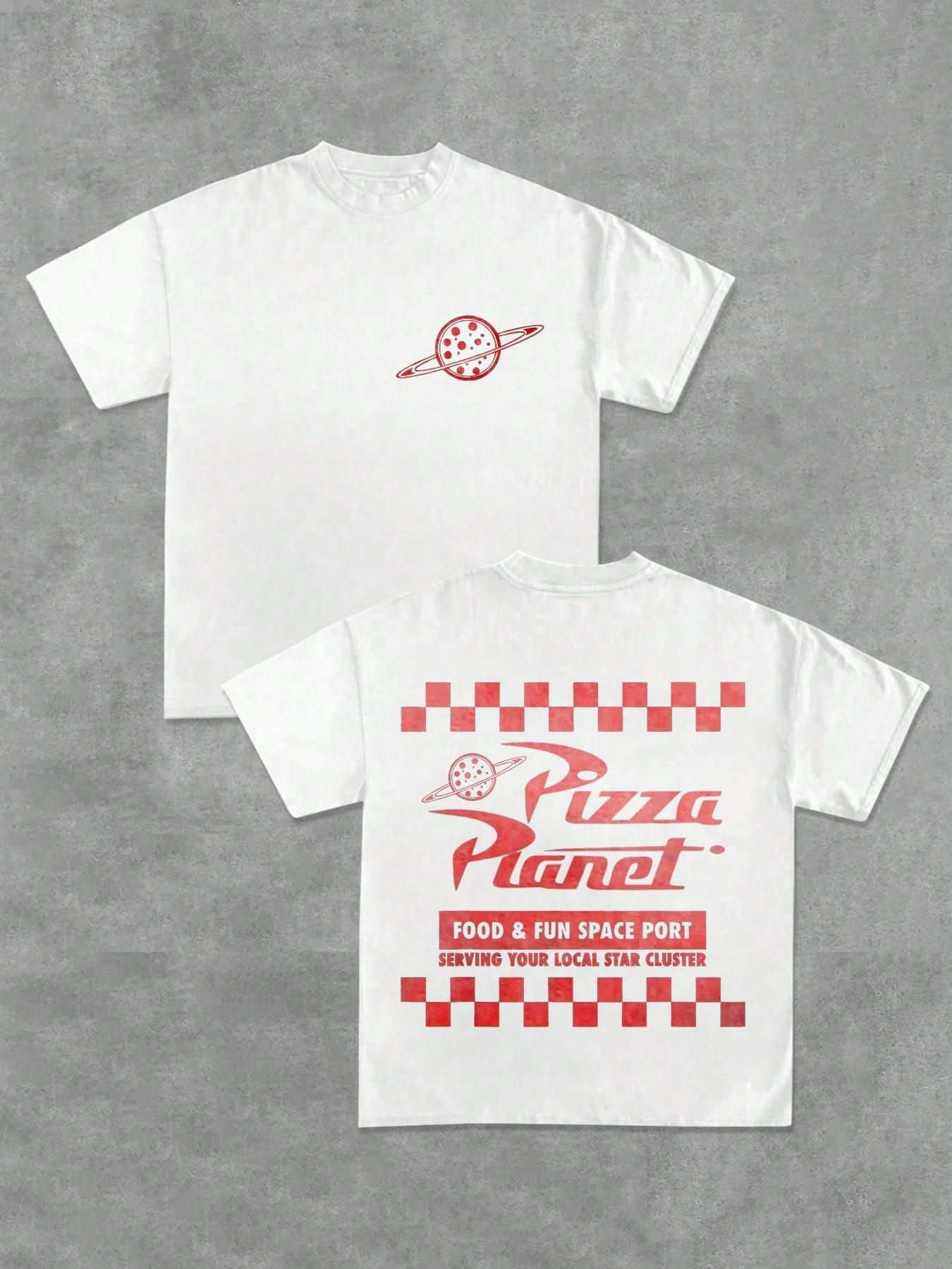 

Мужская футболка 2025 Pizza Planet Уличный стиль Хип-хоп футболка Удобный Дышащий хлопок Круглый вырез Короткий рукав S