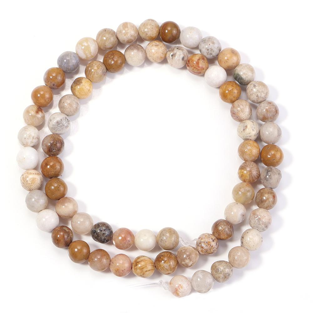 Natural Coral Jade Stone Beads 4 6 8 10 12mm Chrysanthemum Agate Round Spacer Beads For DIY Jewelry Making Bracelets Necklace