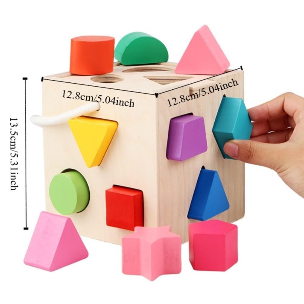 13 Hole Montessori Shape Sorter Square Box Building Blocks Montessori Shape Matching Toys  Baby