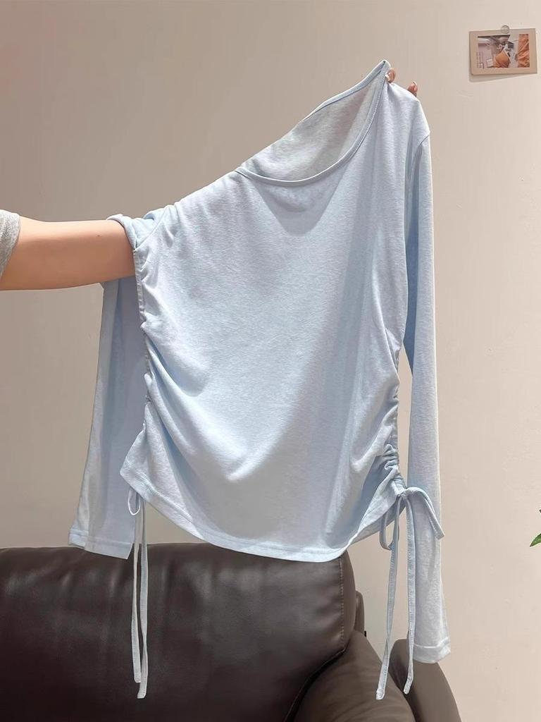 Eleganter durchsichtiger geraffter Cardigan: Stilvolles, leichtes Langarmshirt für den Herbst