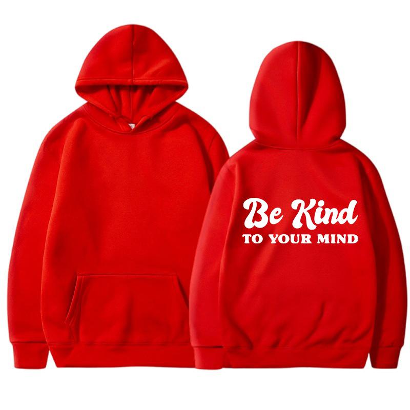 BE Kind European and American fashion printed thickened versatile long-sleeved loose hooded sweatshirt for women