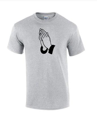 Betende Hände Katholische Religion Weiß Grau Herren Baumwolle T-Shirt S-5XL