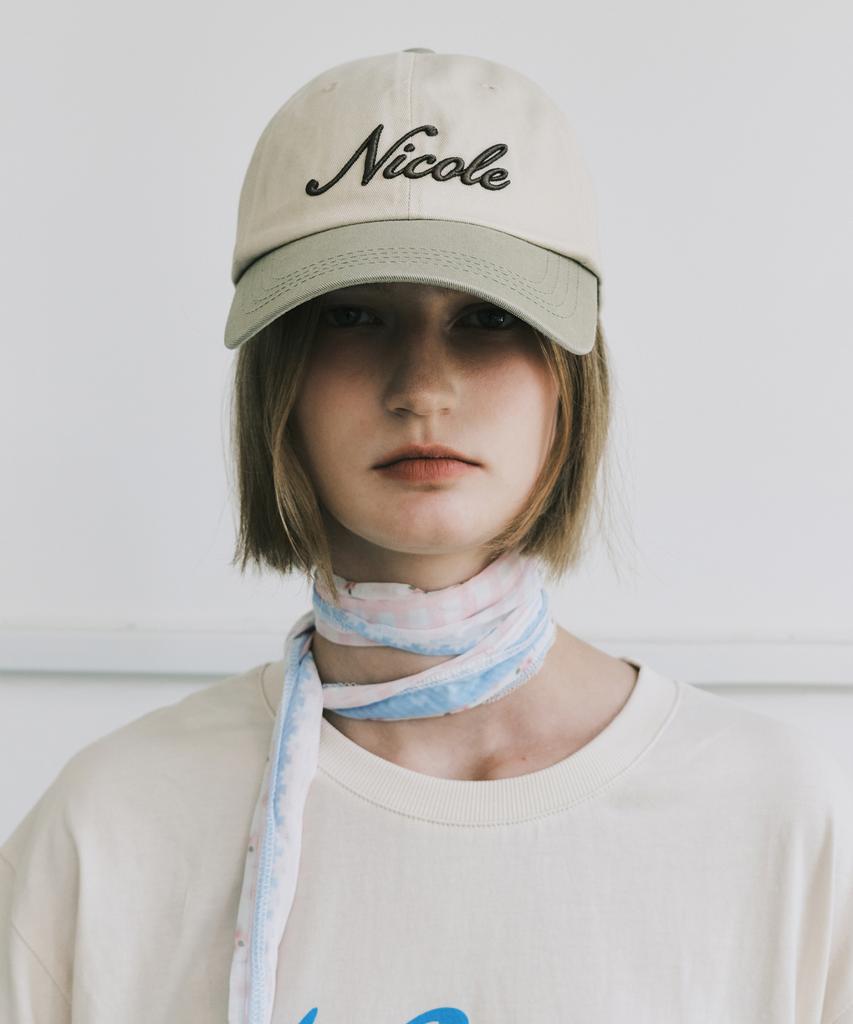 Nigaennikol Nicole Lettering Ball Cap_Beige Khaki