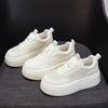 Soft Leather Comfortable Forrest Gump Shoes Breathable Little White Shoes Women's 2025 New Muffin Non-slip Board Shoes Thick Sole Heightening Casual