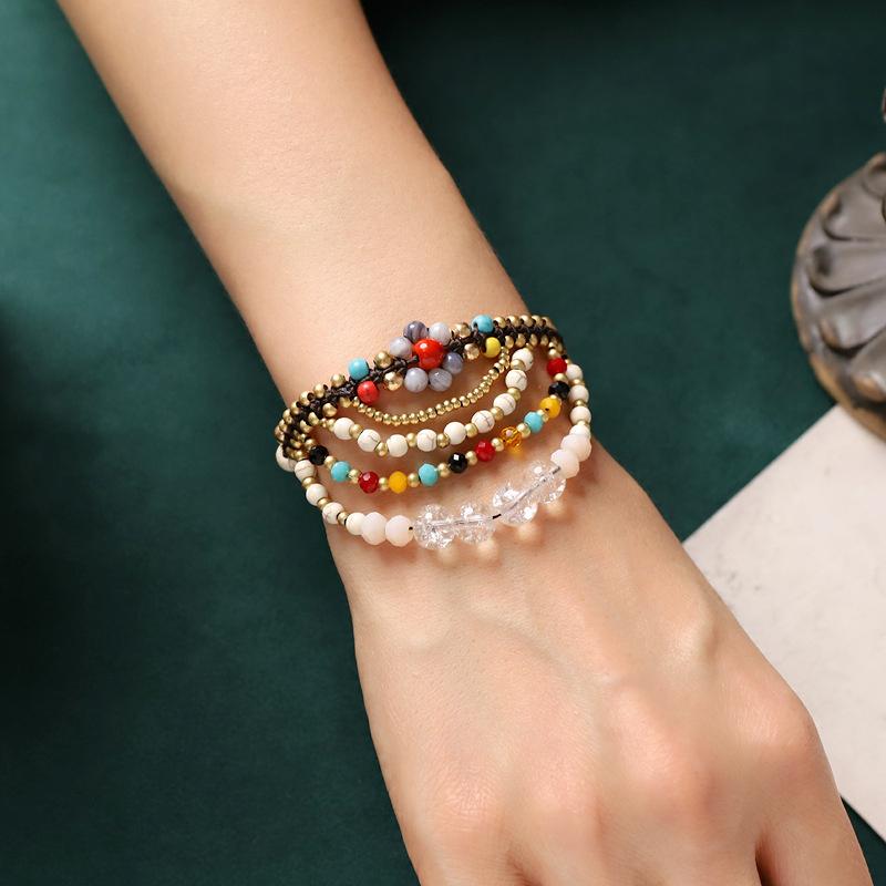 

Original Thai ethnic style woven bracelet, Yunnan retro natural stone multi-layer Bohemian exotic style bracelet