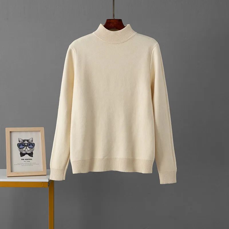 Cross-Border Autumn and Winter New Foreign Trade Half-high Collar Wool Fleece-lined Top Thick