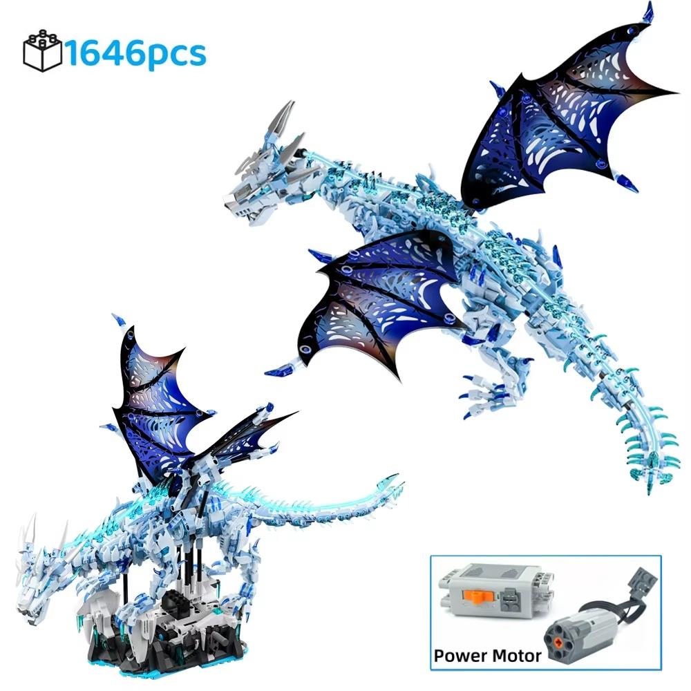 Superior-Grade 1646Pcs First-Class Creative High-Standard Mythical Fantasy Creature High-Standard Assembly Construction-Blocks Collection Kit Ice