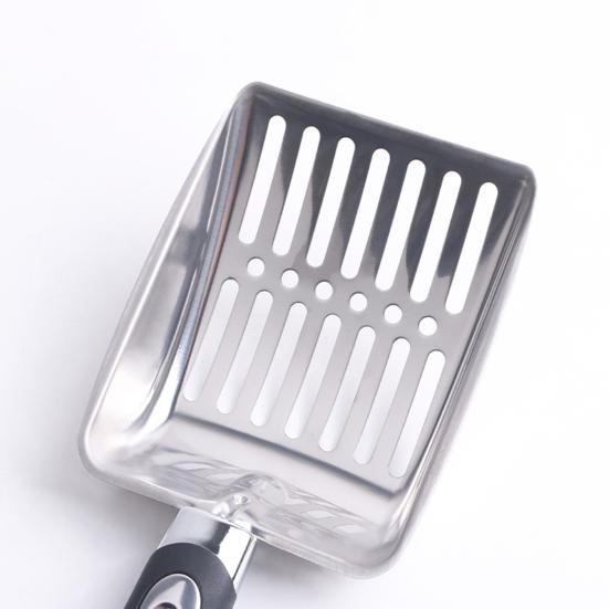 Cat Litter Scoop with Ergonomic Long Handle Stainless Steel Deep Shovel Slotted Litter Scooper Non-stick Poop Sifting Shovel Sifter Pet Supplies