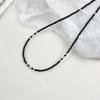925 Sterlingsilber Schwarzer Achat Perlenkette, Koreanischer Stil Choker für Frauen