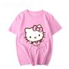 Women's New Cute Hello Kitty Pattern Printed Top Oversized Unisex Couple Trend Plus Size Loose Casual Short-sleeved T-shirt