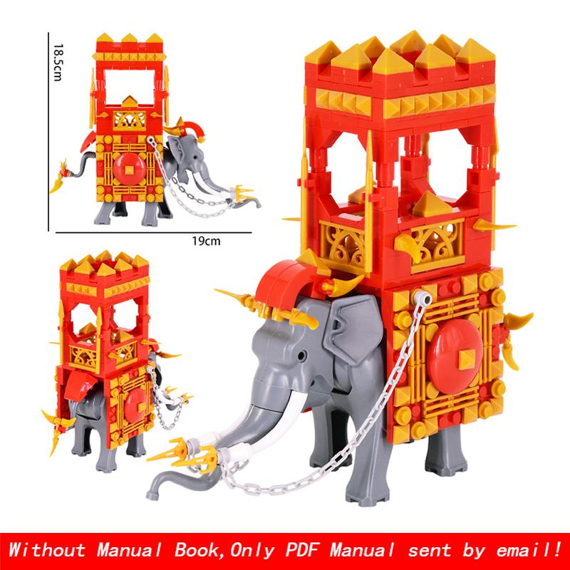 Creative Medieval Lotr Castle Knight Rome Spartacus Orc Elephant Chariot Siege Engine Model Building Blocks Bricks Toys Gift