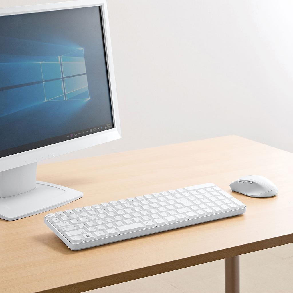 Sanwa Supply Wireless Keyboard with Mouse, White, SKB-WL25SETW