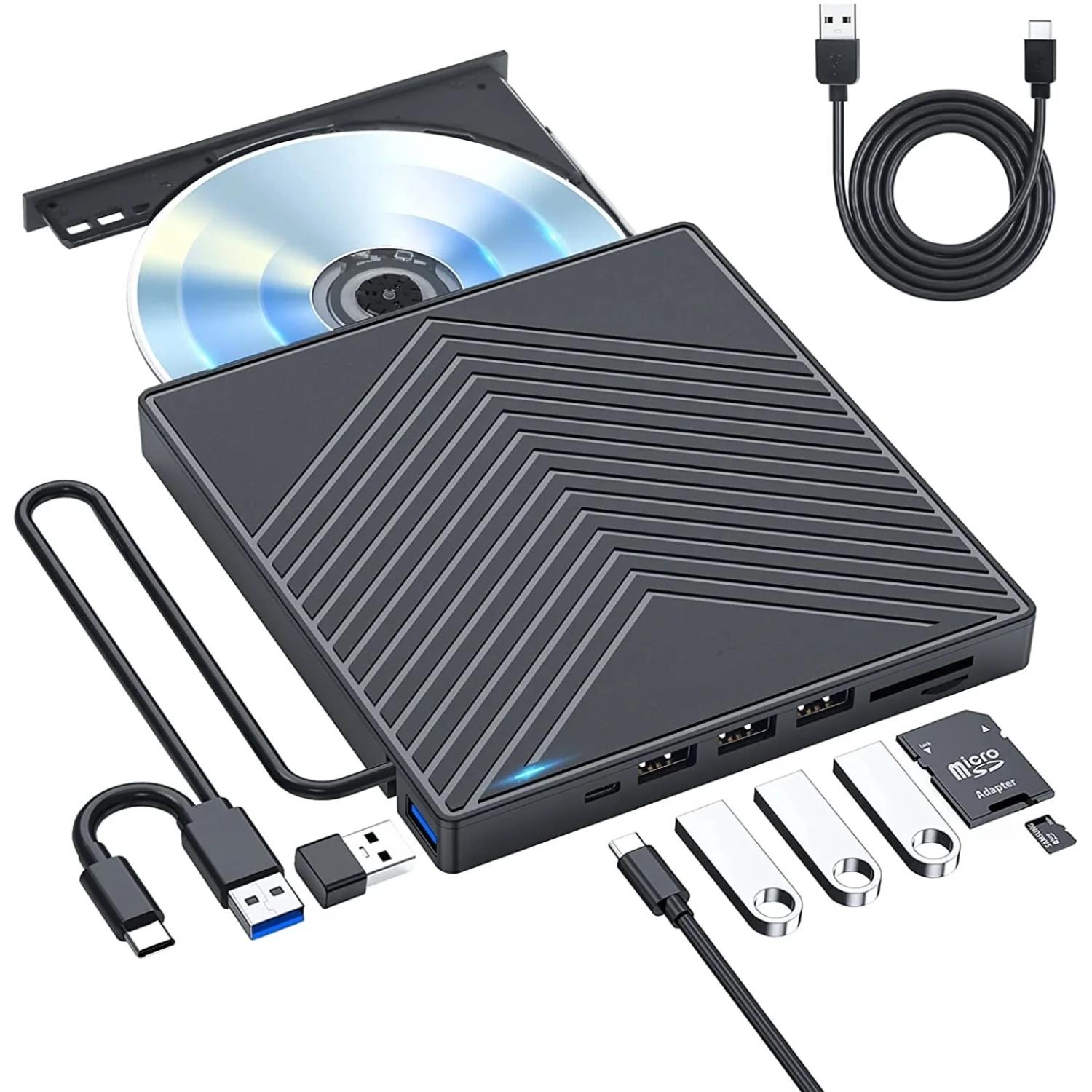 

7-IN-1 USB3.0 Type-c External CD DVD RW Drive Portable DVD CD Player Burner Reader Multi-Function Optical Drive for Laptop PC