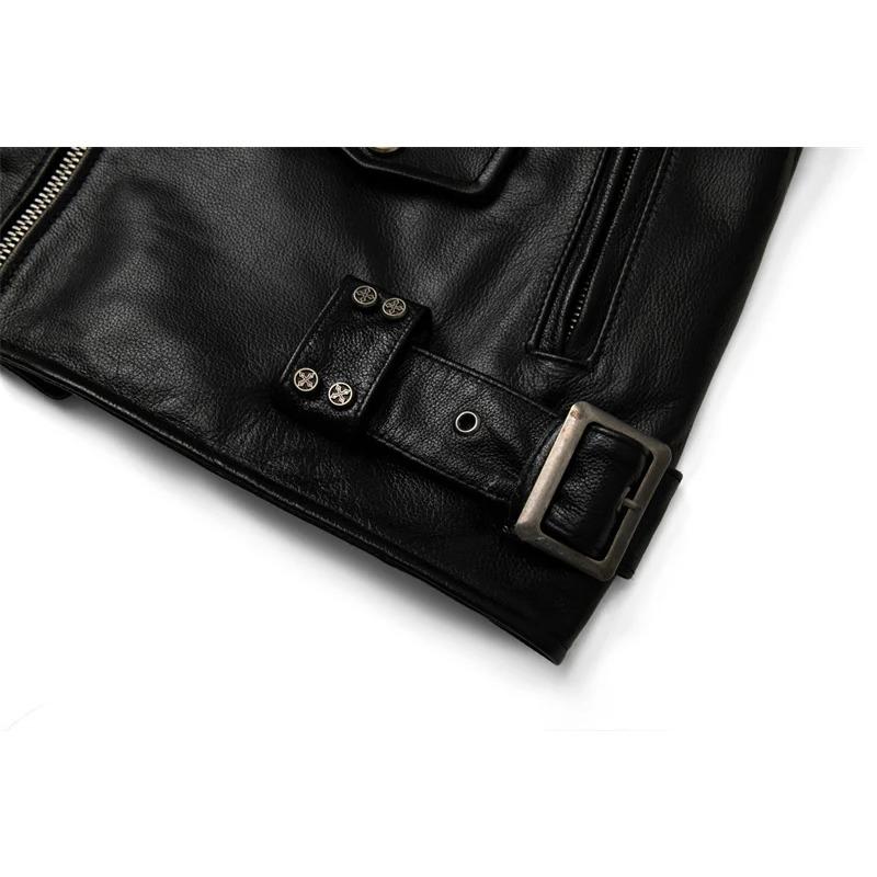 Giacca in vera pelle di vacchetta di taglia cinese da uomo, cappotto in pelle, abbigliamento da motociclista, abbigliamento da equitazione, giacca in pelle da motociclista alla moda autunnale da uomo