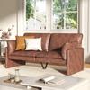 68'' Faux Leather Loveseat Sofa, Modern Love Seat Sofa Couches for Living Room, Soft Cusioned Leather Couch for Bedroom & Small Spaces