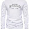 Herren 100% reine Baumwolle locker und bequem lässig Sport Brooklyn Buchstabe gedruckt Rundhals Langarm T-Shirt Oberteil