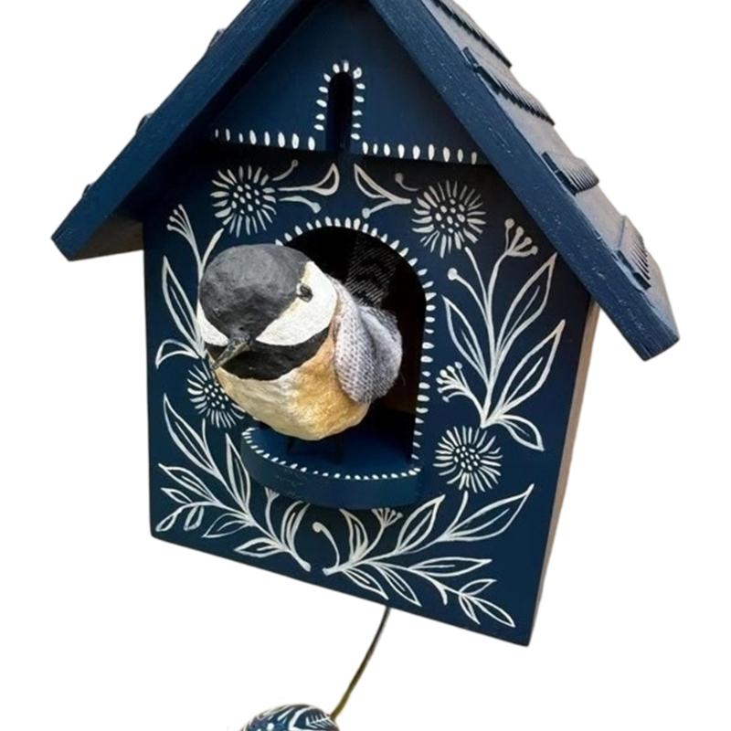 Kinetics Birdhouse Wall Art Decors with Rotating and Swaying Bird Creating Moving Shadows for Magically Room Ambiances Decors