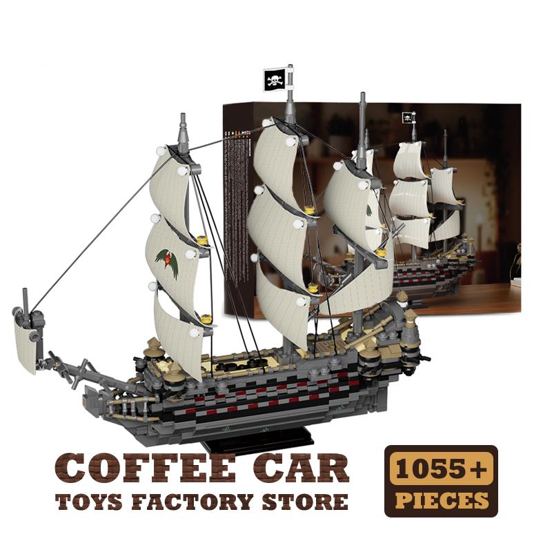 Ungiftige Segelschiff Moc Bausteine Puzzle Spielzeug Piratenschiff Modellbausatz Schwarze Segelboot Bausteine Mit Basis DIY Dekoration Kinder Erwachsenen Geschenk