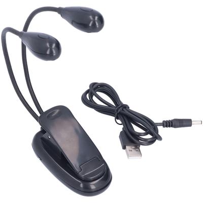 LED Book Light Eye Protecting 360 Degrees  Rotatable White Light Double Pole 4 Lamp Beads Reading Lamp with Clip for