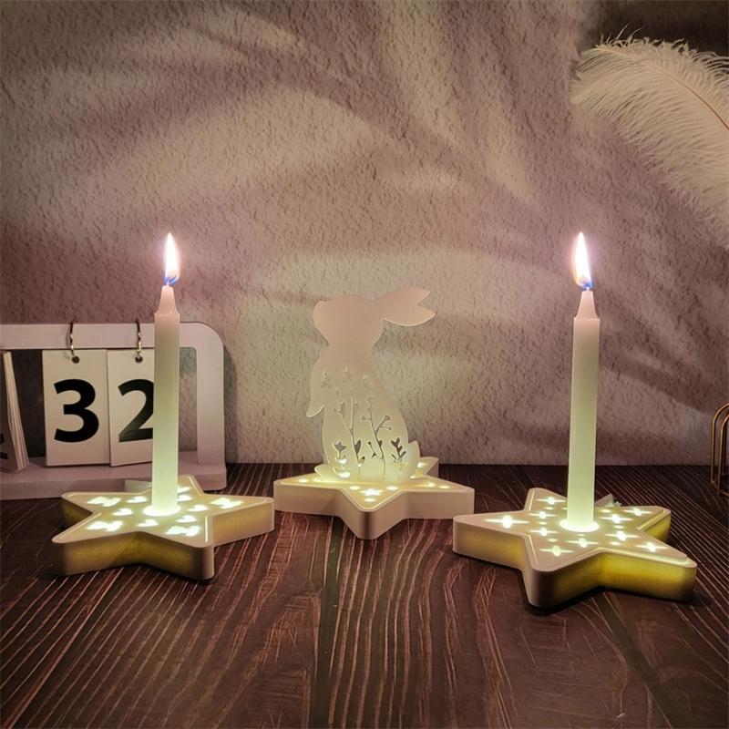 Set of 4 Star Candle Holder Molds Small Light Moulds Silicone Texture for Handmade Decorations and Craft Enthusiasts