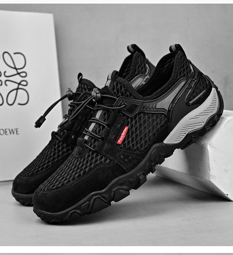 2025 Men's Breathable Leather Outdoor Casual Hiking Shoes - Non-Slip, Soft Sole, Mesh Design