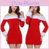 Elegante Vestito di Velluto Xmas a Spalle Scoperte per Donna Perfetto per le Feste di Natale