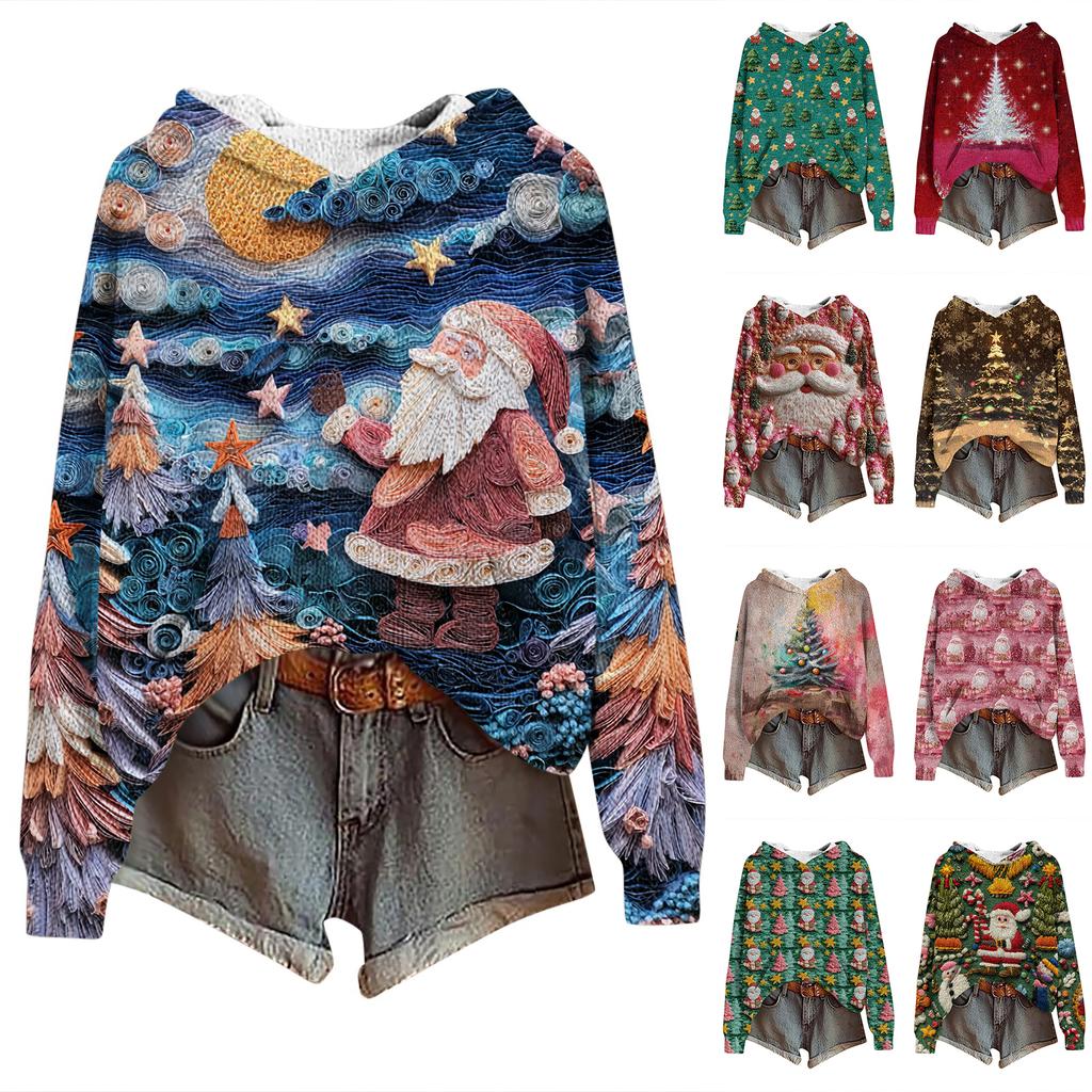 Sweatshirts For Women Knit Sweater Cute Shirt Fall Pullover Hooded Sweatshirt