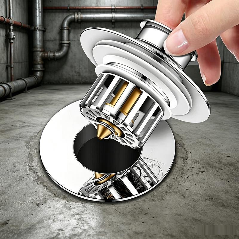New 2 In 1 Kitchen Universal Sink Stopper Strainer Brass Electroplating Shower Drain Hair Catcher Stopper for Shower Sink