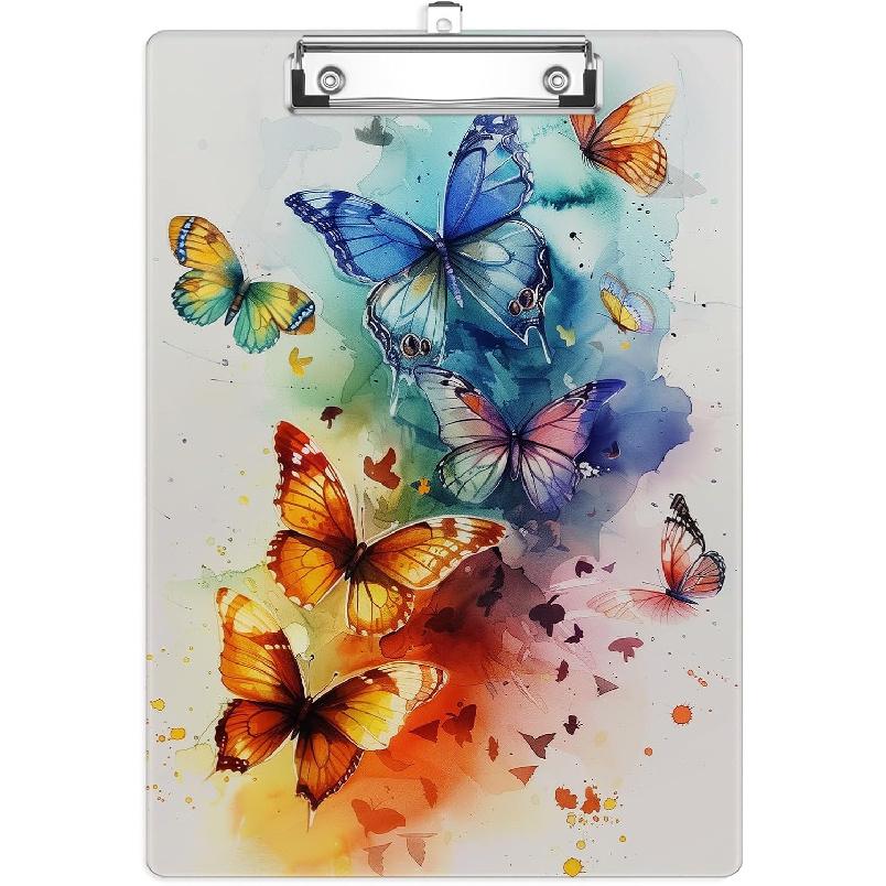 Leaves and Rainbow Plastic Clipboards,Cute Fashion Clipboard Decorative 8.5" x 12.5"Standard A4 Size Clipboards,Acrylic Clipboard for Teacher,Social