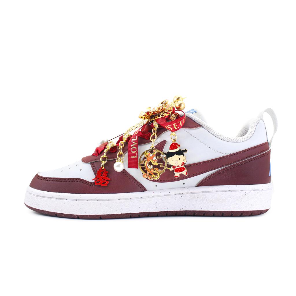 Nike Court Borough Abrasion Resistant Slip Resistant Low Top Skateboard Shoes Women's Red White DV5456-006(team1723-NC)