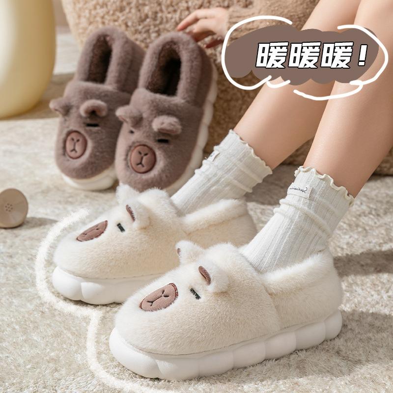 Cotton Slippers Winter Waterproof Bag and Versatile Indoor Thick Bottom Home Piled Thickened Thermal Slippers