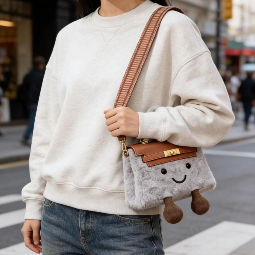 Borsa a tracolla peluche super carina borsa platino borsa a tracolla moda borsa a tracolla borsa a mano portatile per il pendolarismo quotidiano