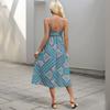 Amazon Independent Station Foreign Trade New European, American Summer Women's Clothing Cross-border Ethnic Style Printing Suspender Dress
