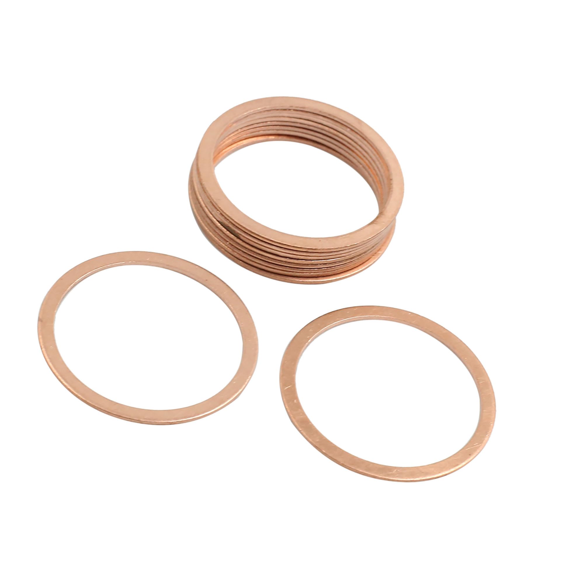 

ACROPIX Copper Washer Flat Sealing Gasket Universal O Shape Ring 32mm Inner Diameter Copper Tone 10pcs