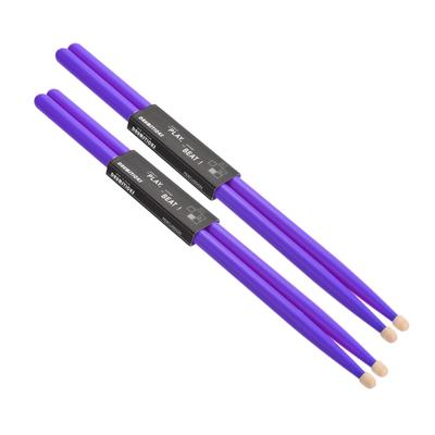 Uxcell 2 Pairs Maple Wood Drumsticks Handle Grips 5A Purple Classic Drumsticks Wooden Tips Suitable for Drumming Musical Instruments Percussion