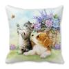 Cute Cat and Dog Animal Print Pattern Cushion Cover for Home Living Room Sofa Decoration Square Pillowcase