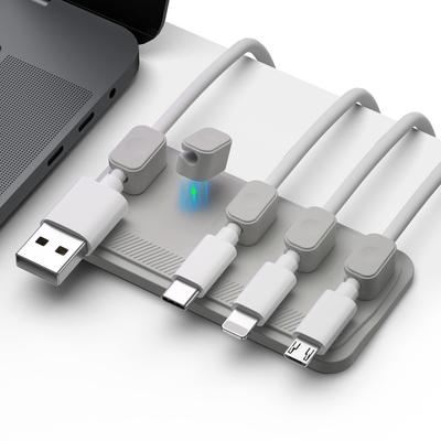 Yullmu Magnetic Cable Holder, Cable Clips for USB-C Cables, Micro USB Cables, and Lightning Cables Up To 4.2mm Diameter, Desk Wiring and Storage (Set