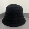 Knitted bucket hat women's autumn and winter new big head circumference women's wool hat versatile casual solid color bucket hat