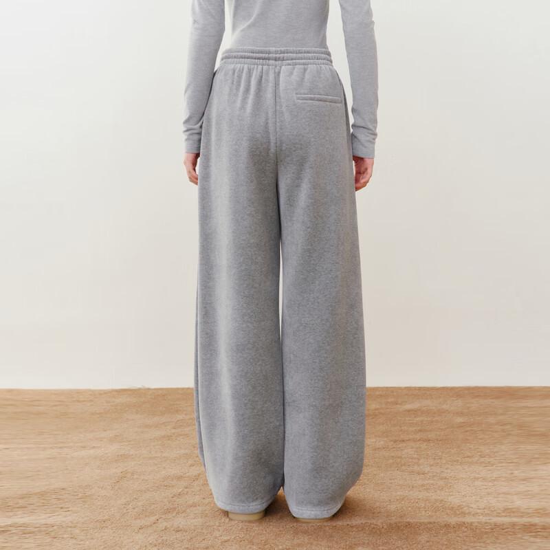 LEDING Embroidered Drawstring Fleece Knit Pants