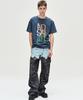 ADSB ANDERSSON BELL Four Denim & Scratch Leather Printed Cargo Pants Apa703M(Denim/Black)