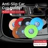 DOG1 2PCS Car Felt Material Coasters Water Cup Holder Mat Trimmmable For VW Scirocco Jetta Beetle B5 Passat Polo Tiguan Sharan Touran