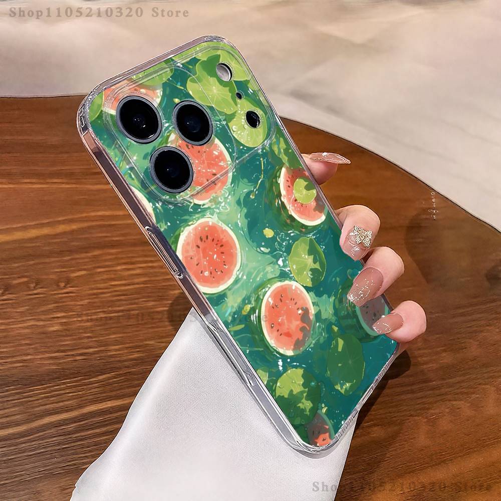 Fruit Watermelon  Phone Case For iPhone 17,16,15,14,13,12,11 Pro,Max,Plus,X,XS,XR,SE4,E Mini Transparent Soft Cover
