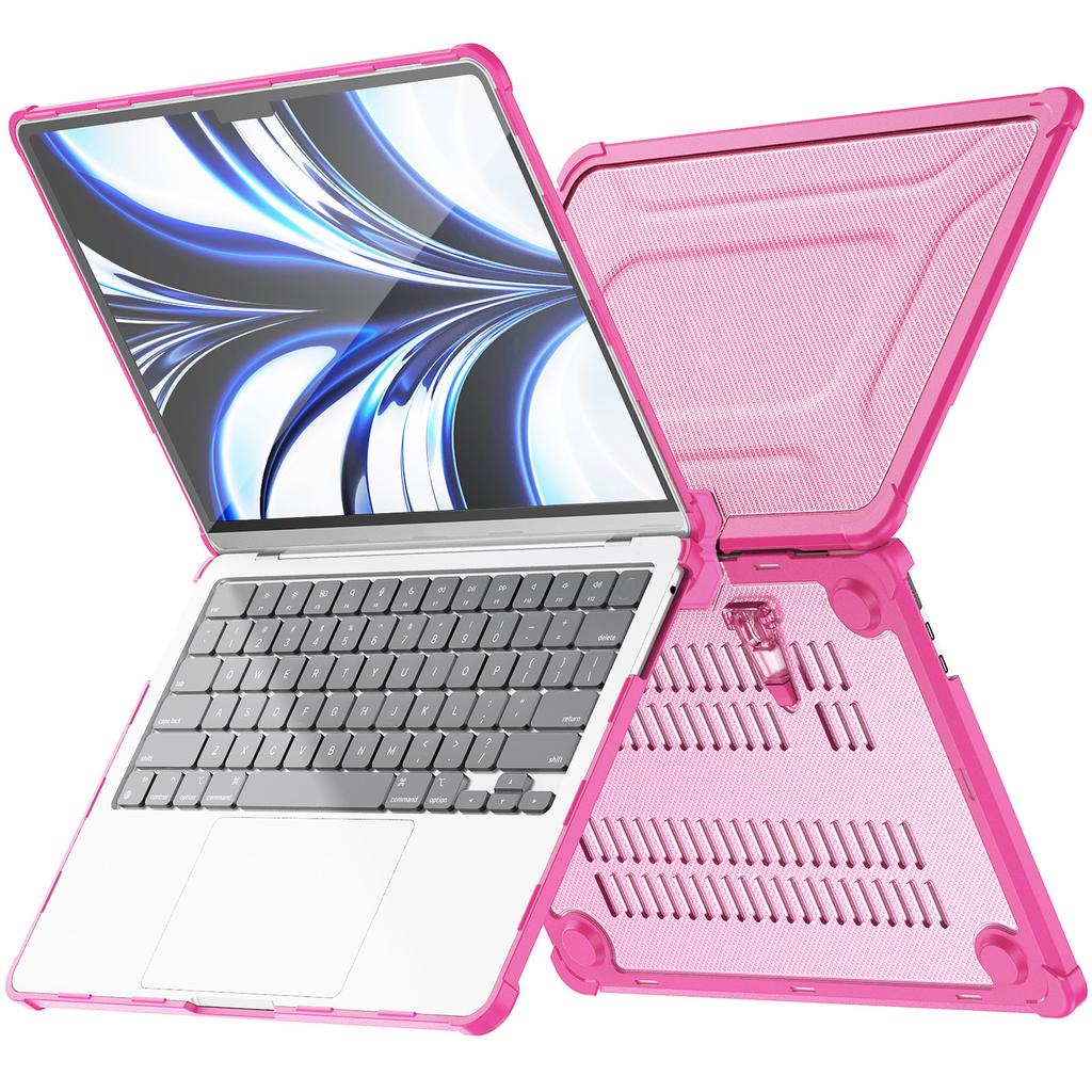 For MacBook Air 13 Inch (2025)/(2024)/(2022) M2 A2681 Laptop Case PC+TPU Kickstand Heat Dissipation Cover